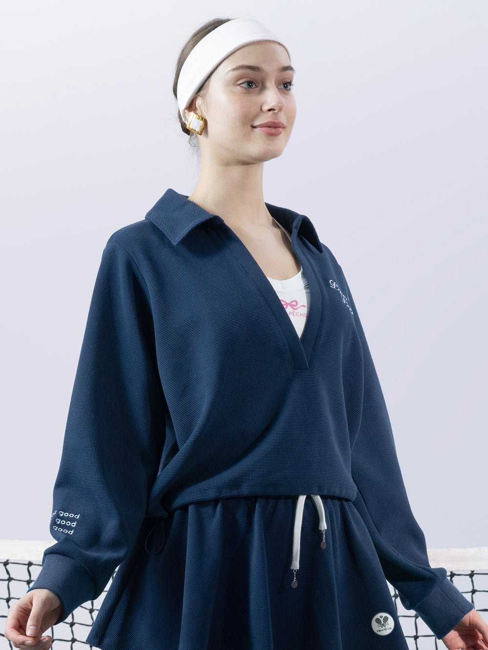 Embroidered Waffle Knit Pullover for Tennis - Volaea Pickleball Attire