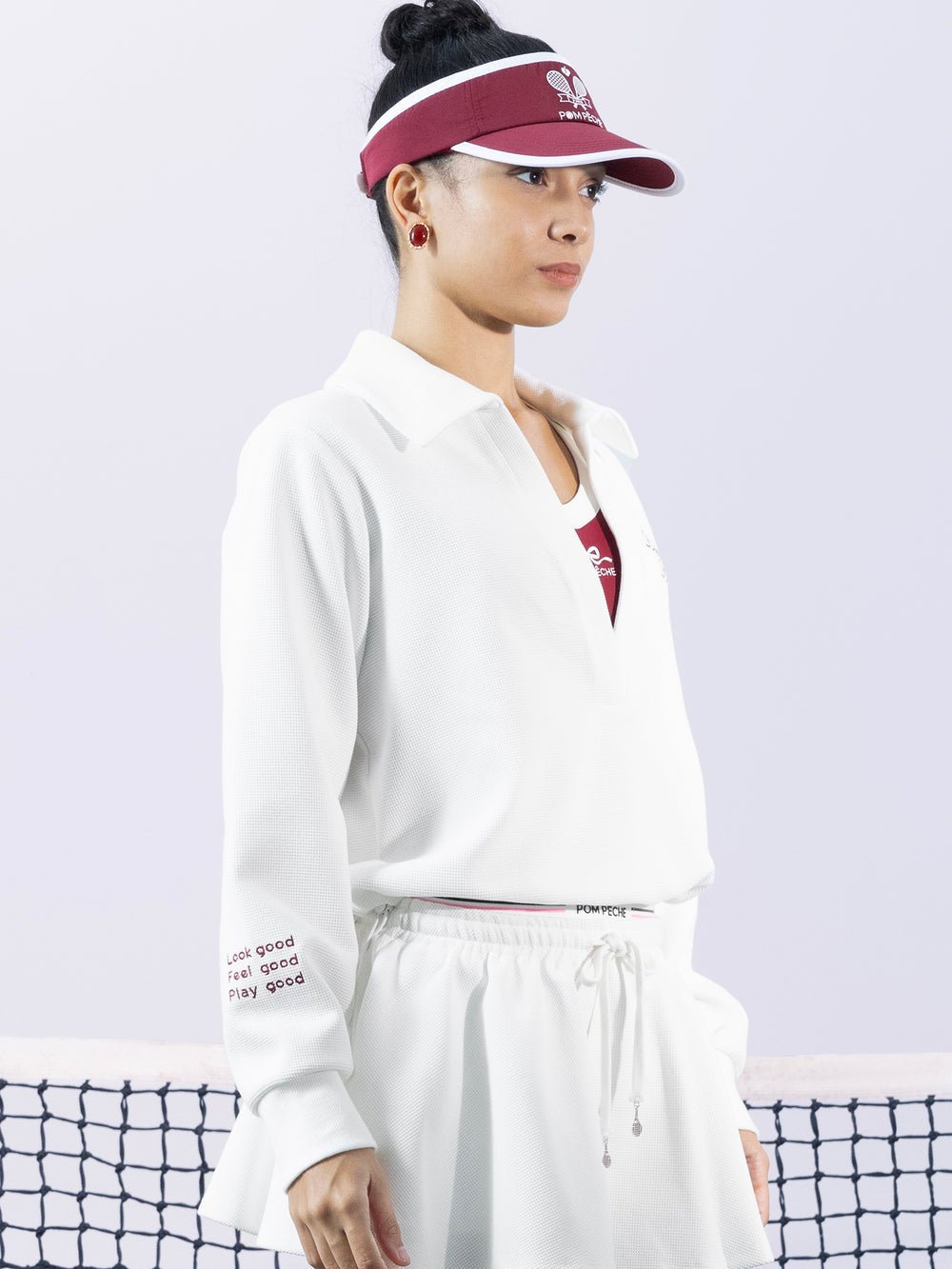 Embroidered Waffle Knit Pullover for Tennis - Volaea Pickleball Attire