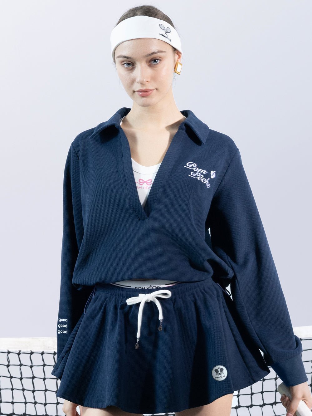 Embroidered Waffle Knit Pullover for Tennis - Volaea Pickleball Attire