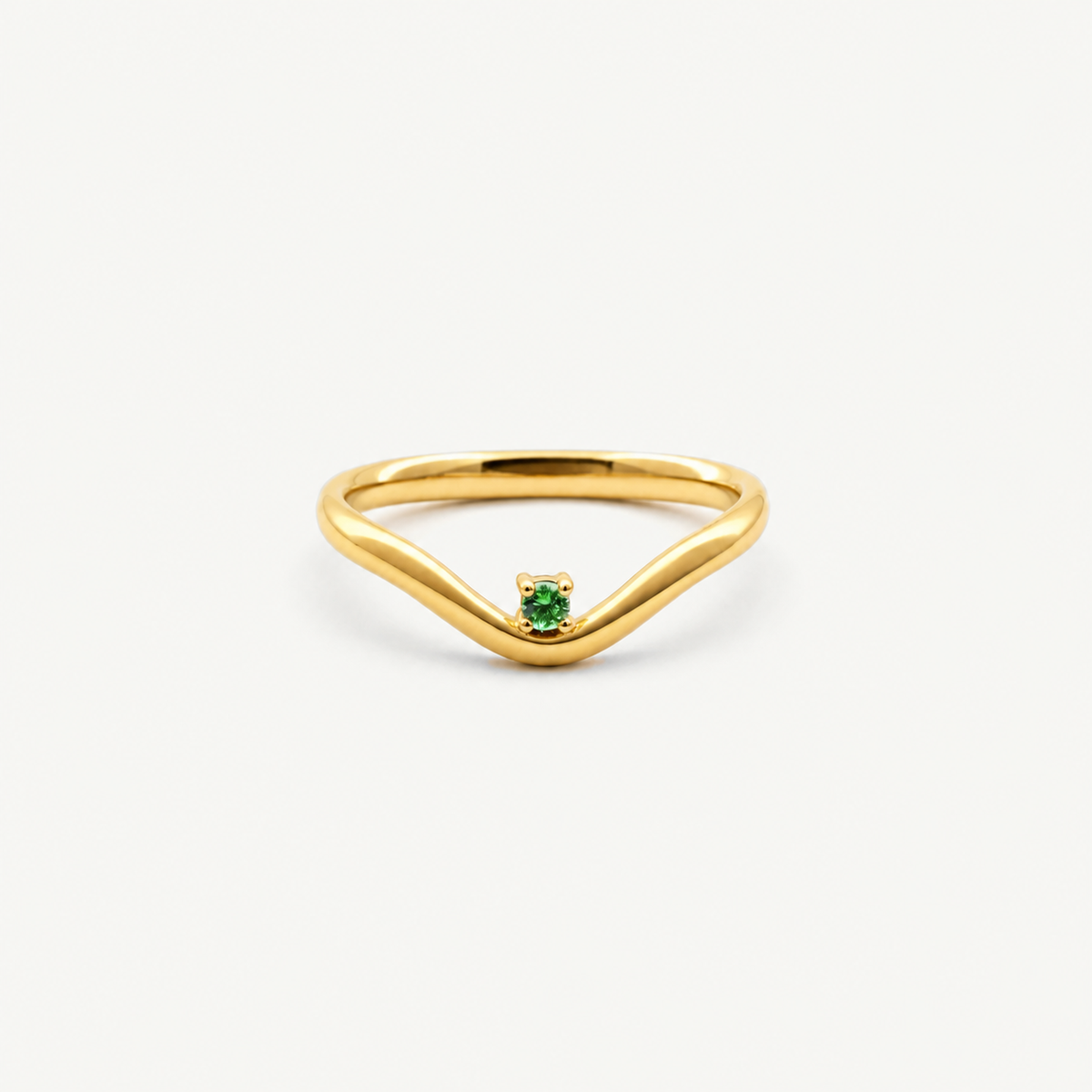 Emerald Dot Wave Ring – Gold Plated Stainless Steel