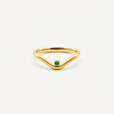 Emerald Dot Wave Ring