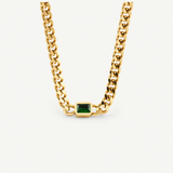 Emerald Gem Curb Chain Necklace - Waterproof 316L