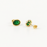 Emerald oval stud earrings