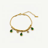 Emerald Teardrop Charm Bracelet