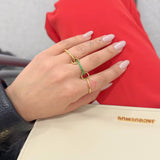 Emerald Triple Ring, waterproof 18k gold-plated stainless steel