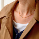 Rainbow Rice Bead Chain Necklace, waterproof 18k gold-plated stainless steel
