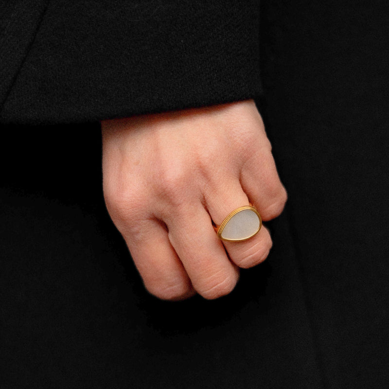 Mother of Pearl Statement Signet Ring