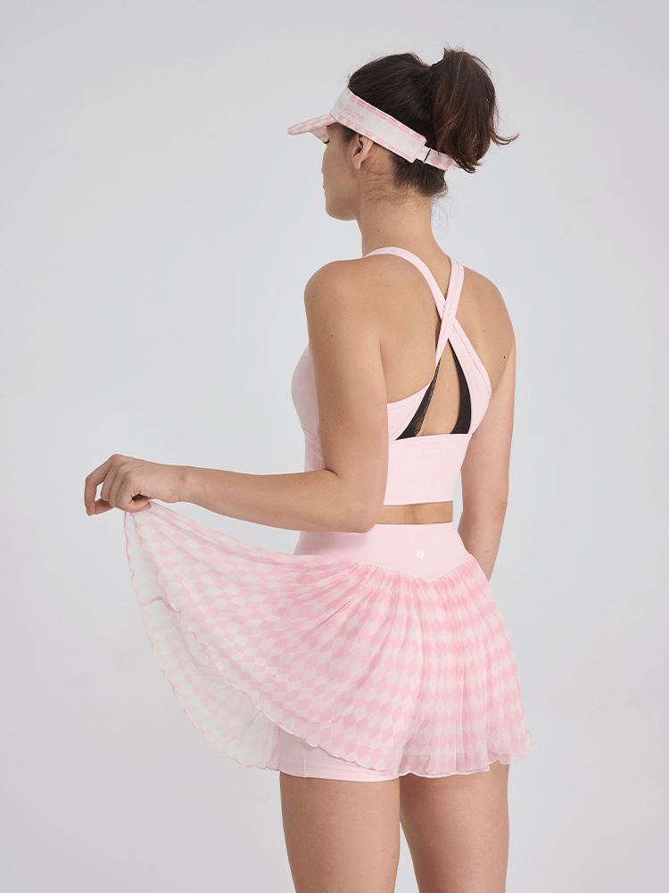 Flowy Heart - Print Mesh Skirt for Tennis & Pickleball - Volaea Pickleball Attire