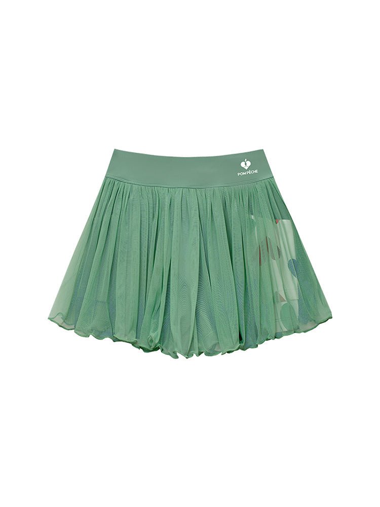 Flowy Heart - Print Mesh Skirt for Tennis & Pickleball - Volaea Pickleball Attire