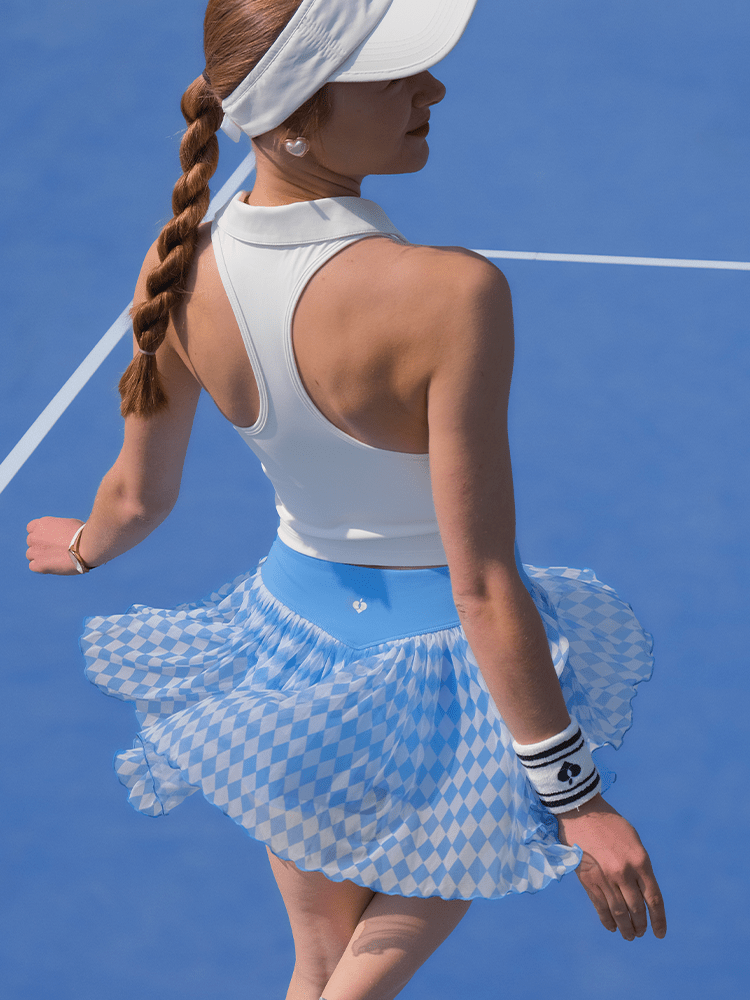 Flowy Heart - Print Mesh Skirt for Tennis & Pickleball - Volaea Pickleball Attire