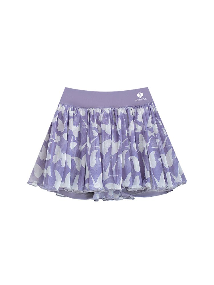 Flowy Heart - Print Mesh Skirt for Tennis & Pickleball - Volaea Pickleball Attire
