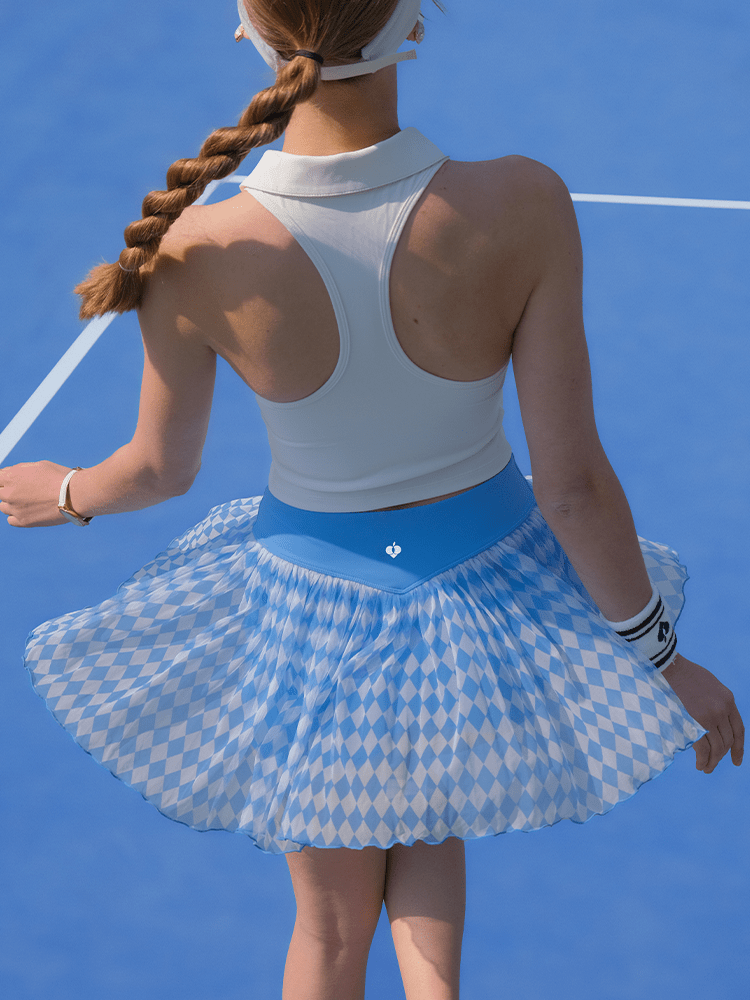 Flowy Heart - Print Mesh Skirt for Tennis & Pickleball - Volaea Pickleball Attire