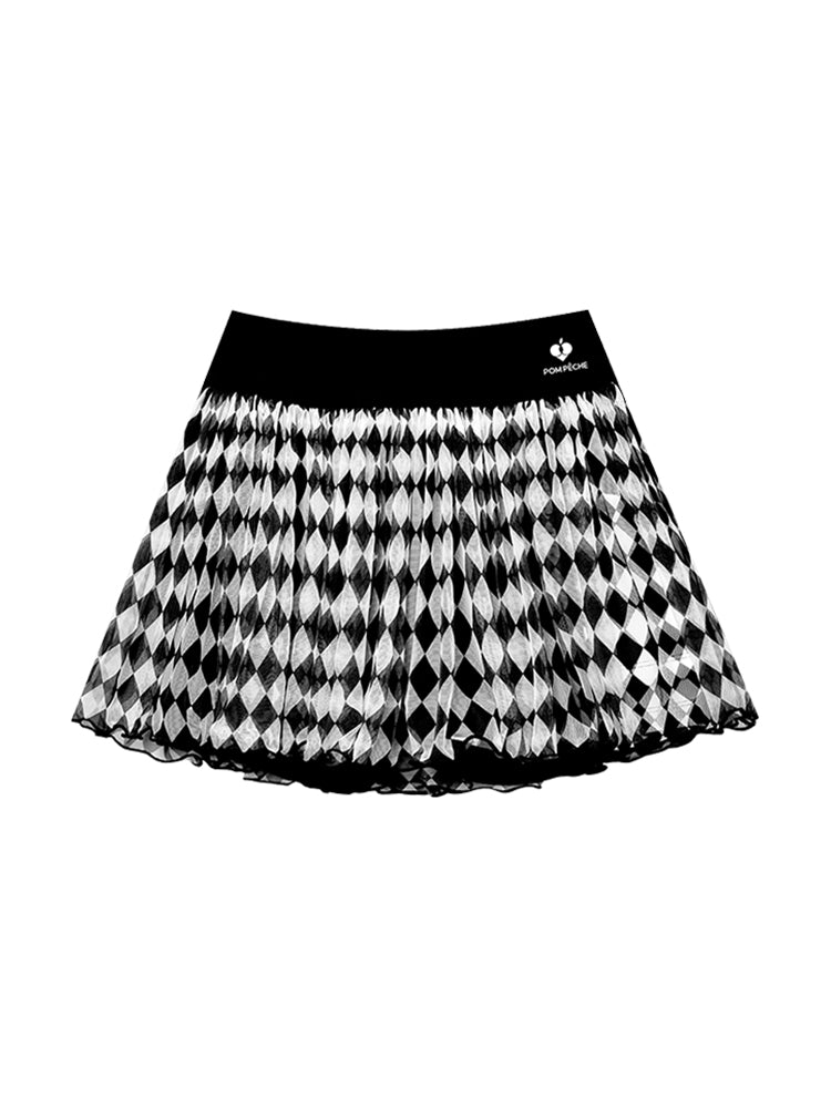 Flowy Heart - Print Mesh Skirt for Tennis & Pickleball - Volaea Pickleball Attire