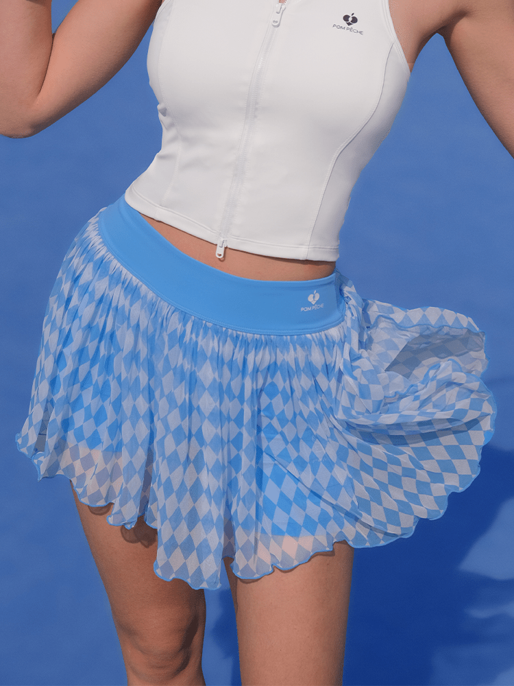 Flowy Heart - Print Mesh Skirt for Tennis & Pickleball - Volaea Pickleball Attire