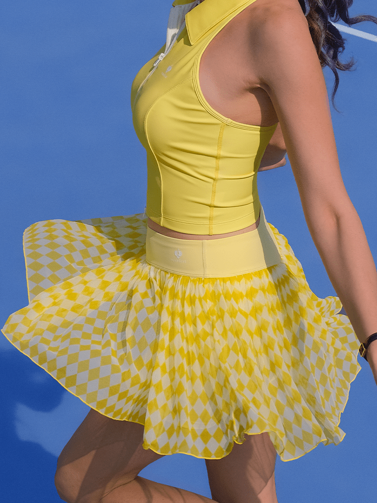 Flowy Heart - Print Mesh Skirt for Tennis & Pickleball - Volaea Pickleball Attire