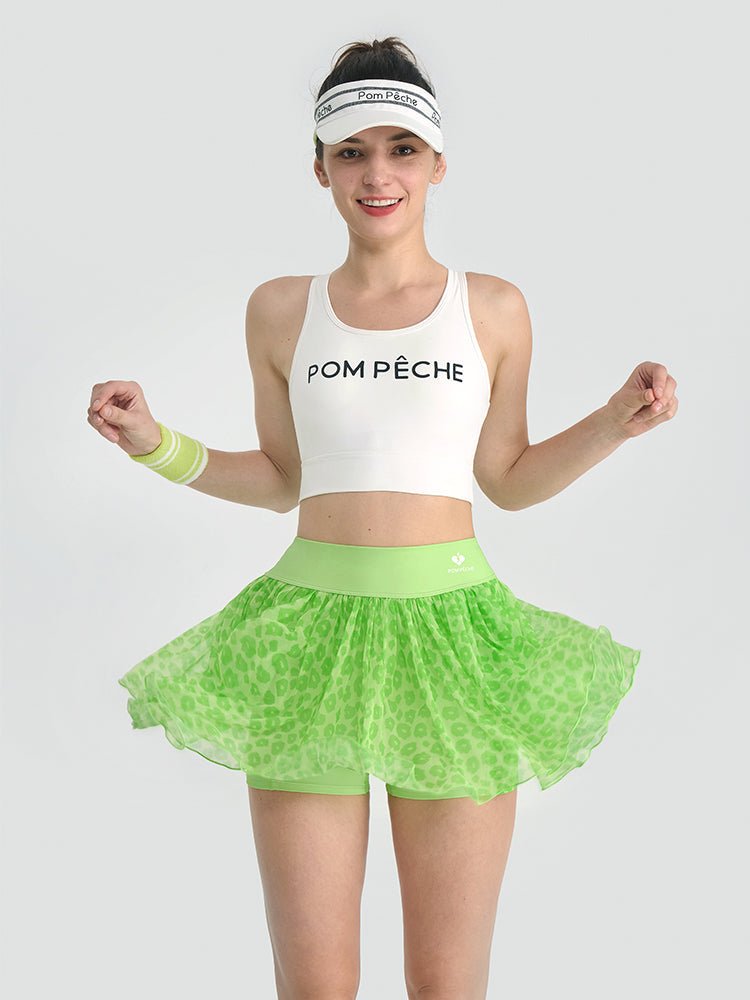 Flowy Heart - Print Mesh Skirt for Tennis & Pickleball - Volaea Pickleball Attire
