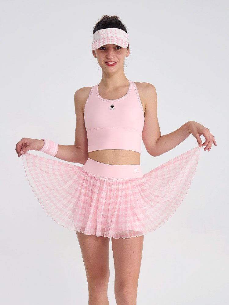 Flowy Heart - Print Mesh Skirt for Tennis & Pickleball - Volaea Pickleball Attire