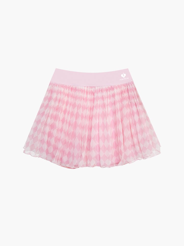 Flowy Heart - Print Mesh Skirt for Tennis & Pickleball - Volaea Pickleball Attire
