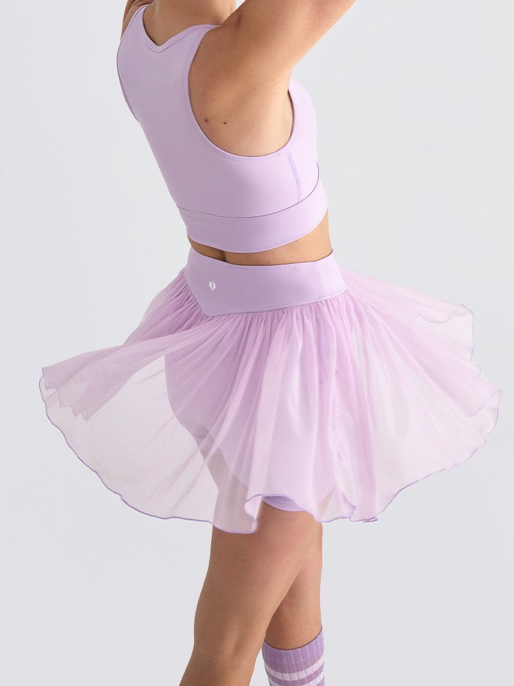 Flowy Heart - Print Mesh Skirt for Tennis & Pickleball - Volaea Pickleball Attire