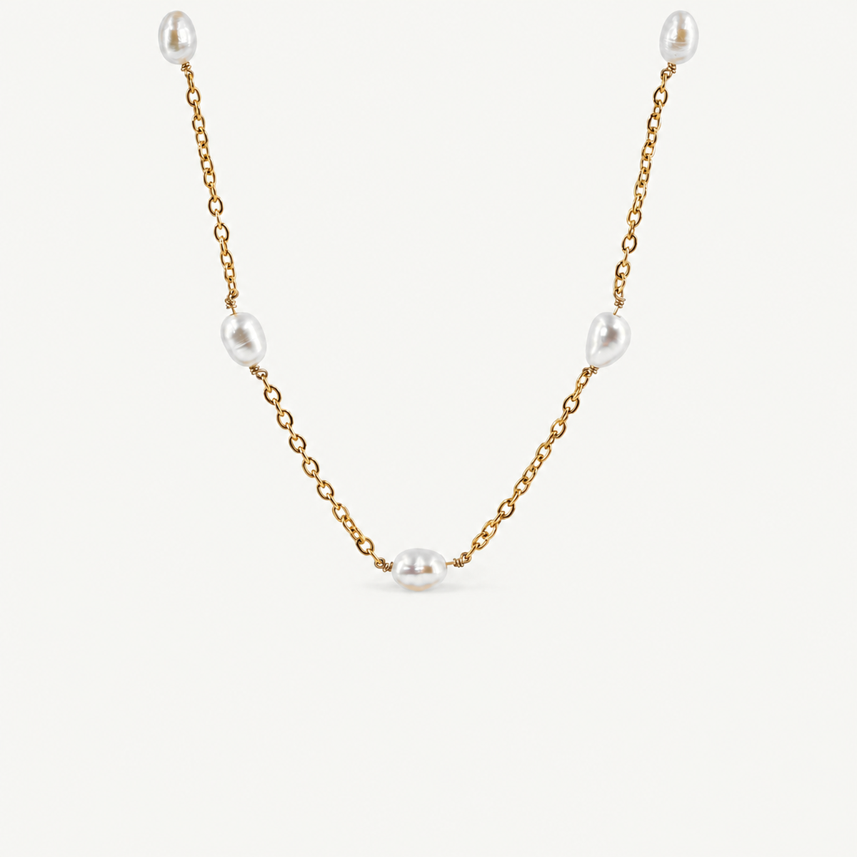 Freshwater Pearl Station Necklace — 7 Petit Pearls