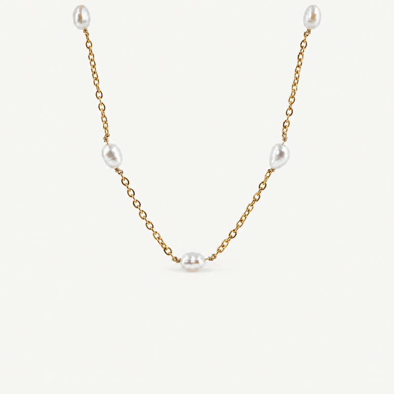 Freshwater Pearl Station Necklace — 7 Petit Pearls