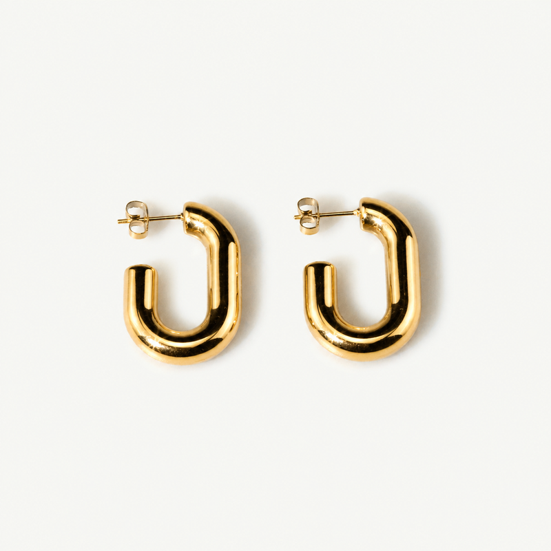 Geo Loop Earrings – Chunky Gold Hoops for Women