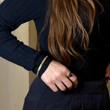 Waterproof Tarnish-Free Oval Lapis Ring, 18k gold-plated stainless steel