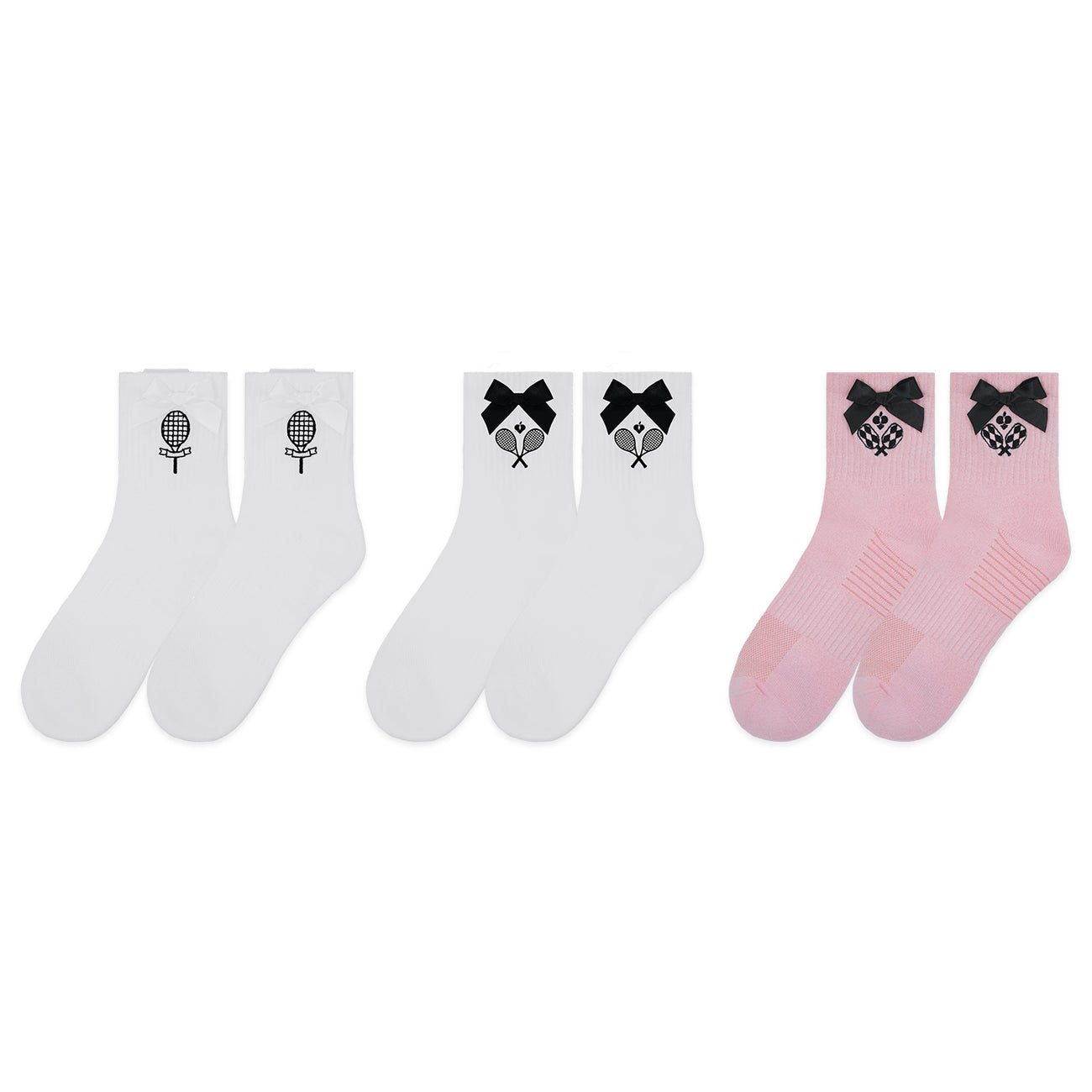 Grace & Rally Mid Crew Socks (3 - Pack) for Tennis & Pickleball - Volaea Pickleball Attire