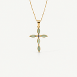 Green Cat's Eye Cross Necklace