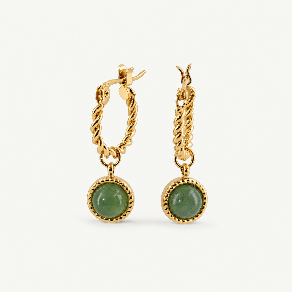 Green Jade Hoop Earrings