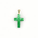 jade cross pendant in green color, cross that is made with jade