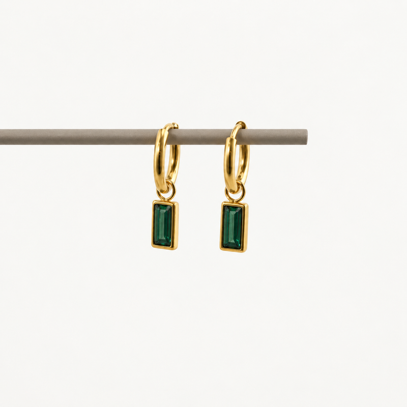 Green Sparkle Hoop Earrings