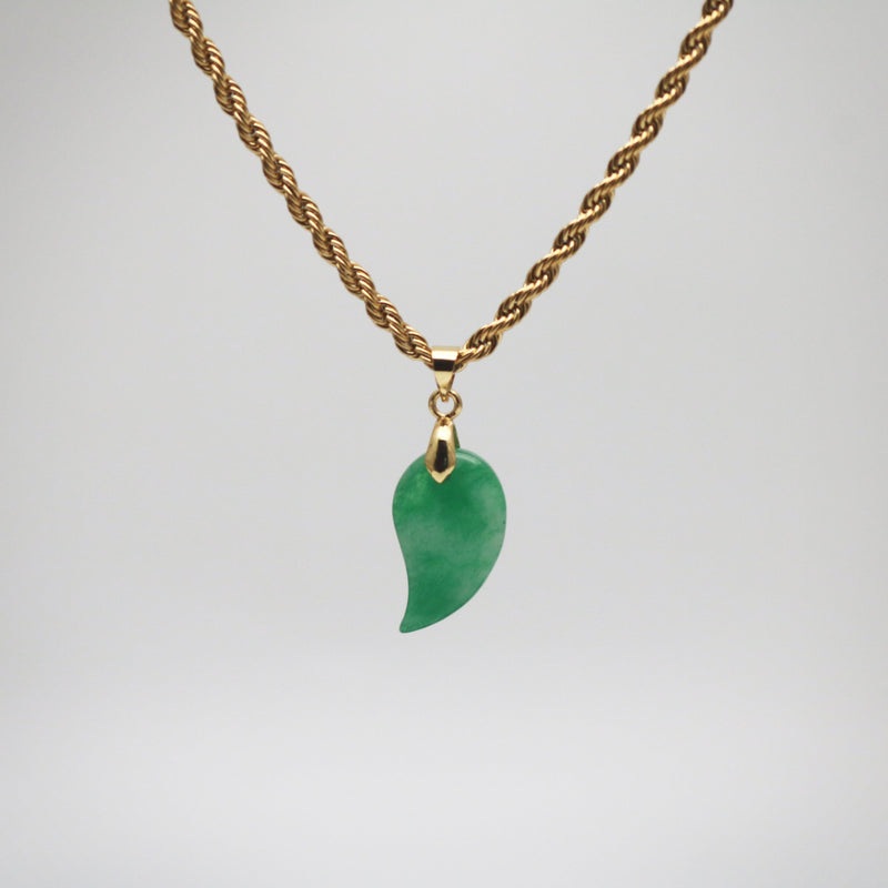 Gold Jade Comma Pendant Necklace