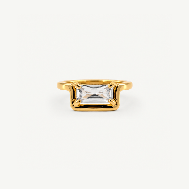 Half Frame Gem Ring