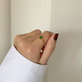 Waterproof Tarnish-Free Emerald Sparkle Ring, 18k gold-plated stainless steel