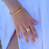Vintage Waterproof Stainless Steel Ring, 18k gold-plated stainless steel
