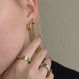 Hope Small Hoop Earrings 20mm, waterproof 18k gold-plated stainless steel