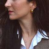 Waterproof Gold Pebble Stud Earrings for Women, 18k gold-plated stainless steel