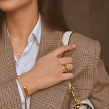 Waterproof Gold Cuff Bracelet, 18k gold-plated stainless steel