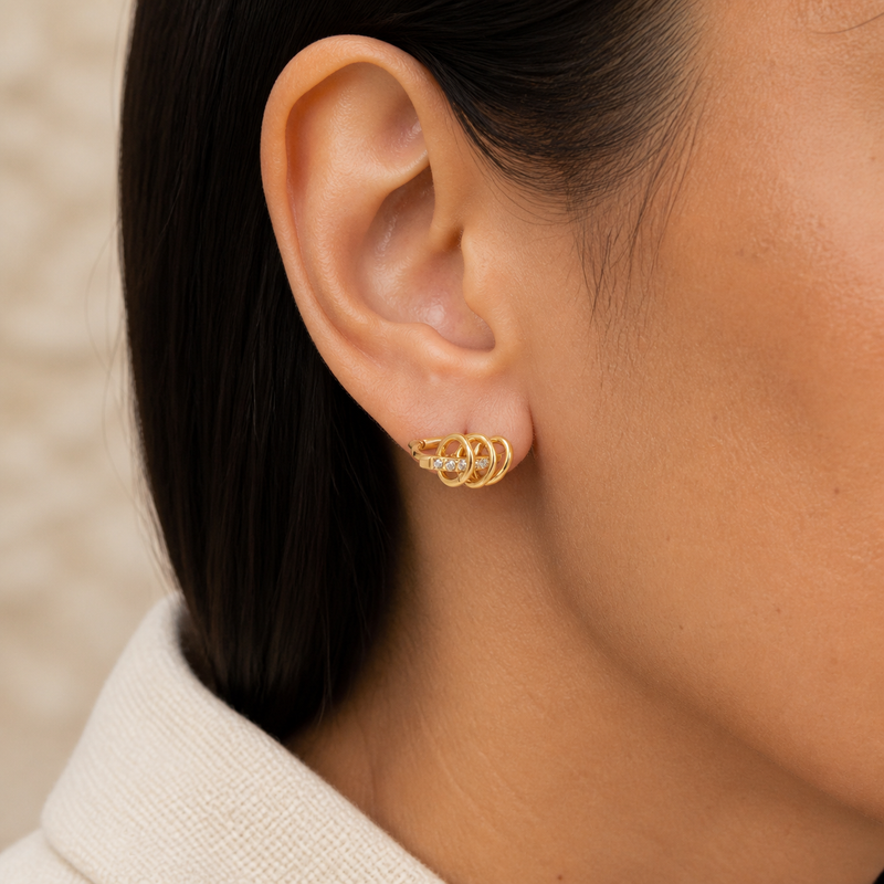 Interlocking Pave Hoops — Kinetic Gold Hoop Earrings
