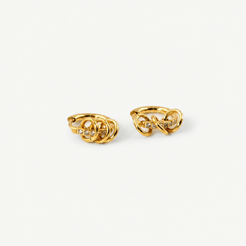 Interlocking Pave Hoops — Kinetic Gold Hoop Earrings