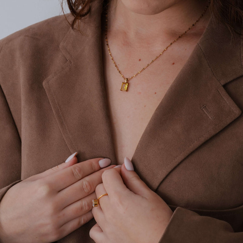 Solar Pendant Necklace - 18k Gold Plated Waterproof Jewelry