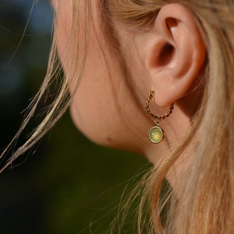 Green Jade Hoop Earrings