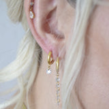 Crystal Drop Hoop Earrings for Women, waterproof 18k gold-plated stainless steel