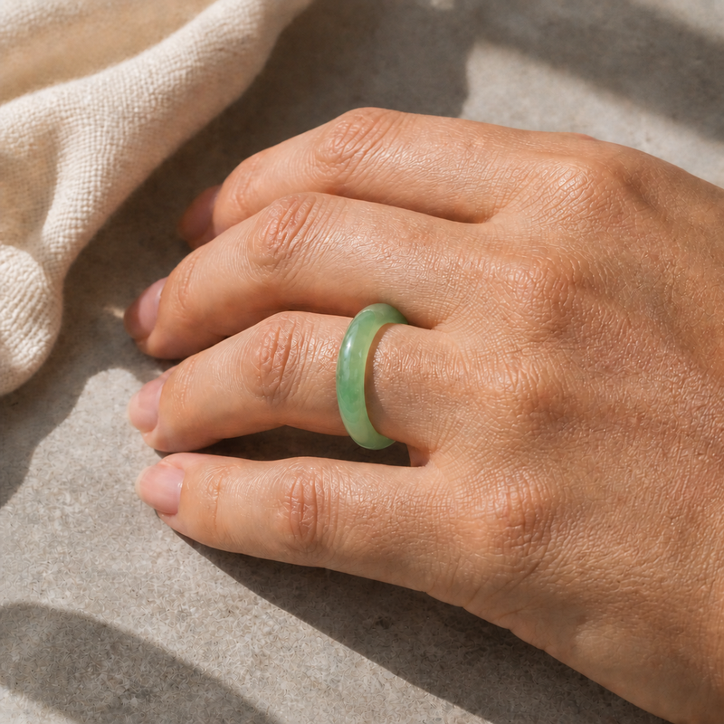 Light Green Jade Band Ring