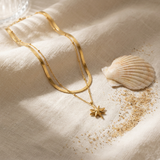 North Star Layered Necklace — Waterproof Gold Pendant styled still life