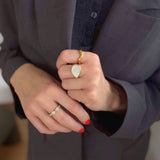 Waterproof Gold Waveform Band Ring, 18k gold-plated stainless steel