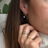 Crystal Drop Hoop Earrings for Women, waterproof 18k gold-plated stainless steel