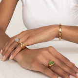 Waterproof Stainless Steel Leaf Bangle Bracelet, 18k gold-plated stainless steel