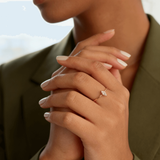 Marquise Cut Solitaire Ring in Hypoallergenic 316L Stainless Steel, waterproof 18k gold-plated stainless steel